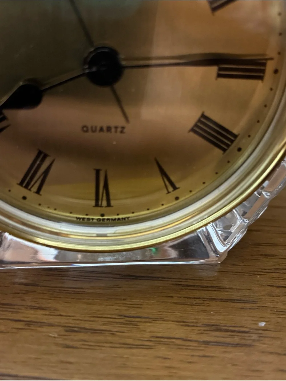 Staiger Quartz Lead Crystal Clock 3.75” Hexagon Desk Clock Germany Beautiful